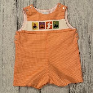 2T boy Smocked Halloween Bitti Terrell orange gingham spider pumpkin ghost cat